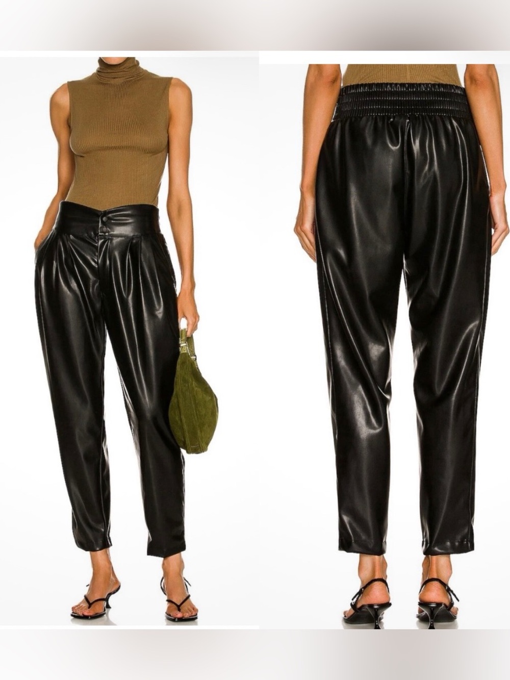 Like New Enza Costa Vegan Leather Pleated Trouser Pants 1 (s)